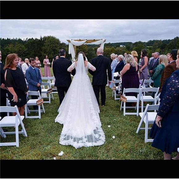 Women\'s Applique Bride Wedding Veil Long Length 1 Tier Bridal Veil Soft Tulle main image 6